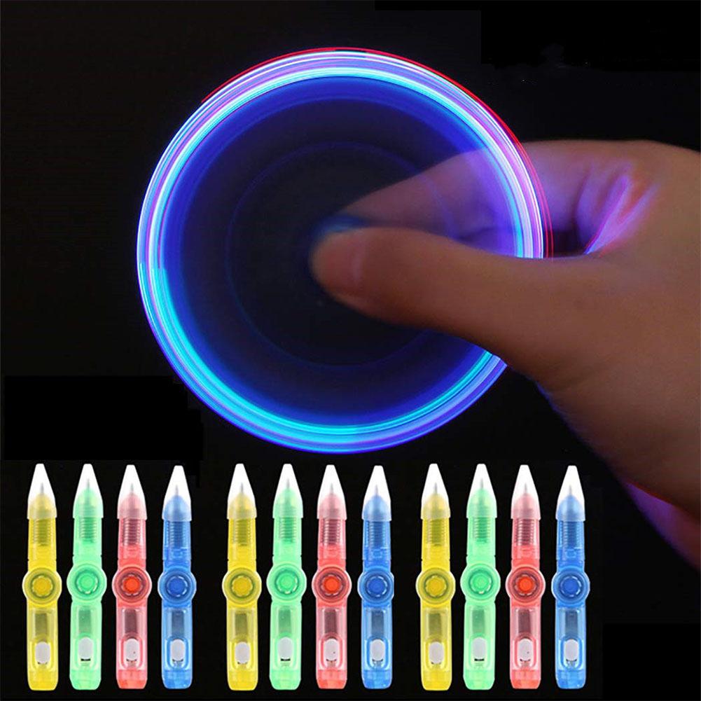 LED Spinning Pen Ball Pen Fidget Spinner Hand Top Glow In Dark Light EDC Stress Relief - Pen Fidget