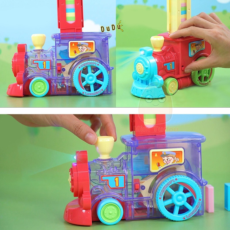 Domino Train Car Building Blocks Electric Flash Traffic Game Automatic Laying Brick Set Early Educational Toys 1 - Pen Fidget